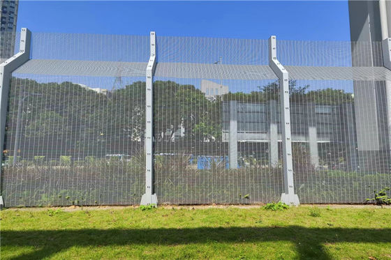 V Types 358 Anti Climb Fence Perimeter Clear View Fence With Barbed Wire On Top